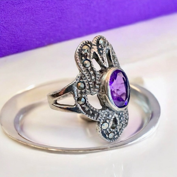 Vintage 💜Purple/Pink Amethyst🩷 Sterling Silver Ring (6.25) - Picture 8 of 10